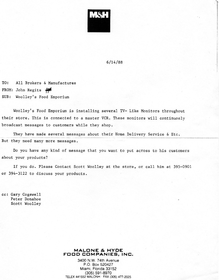 06 14 1988   TV Monitors letter from M&H